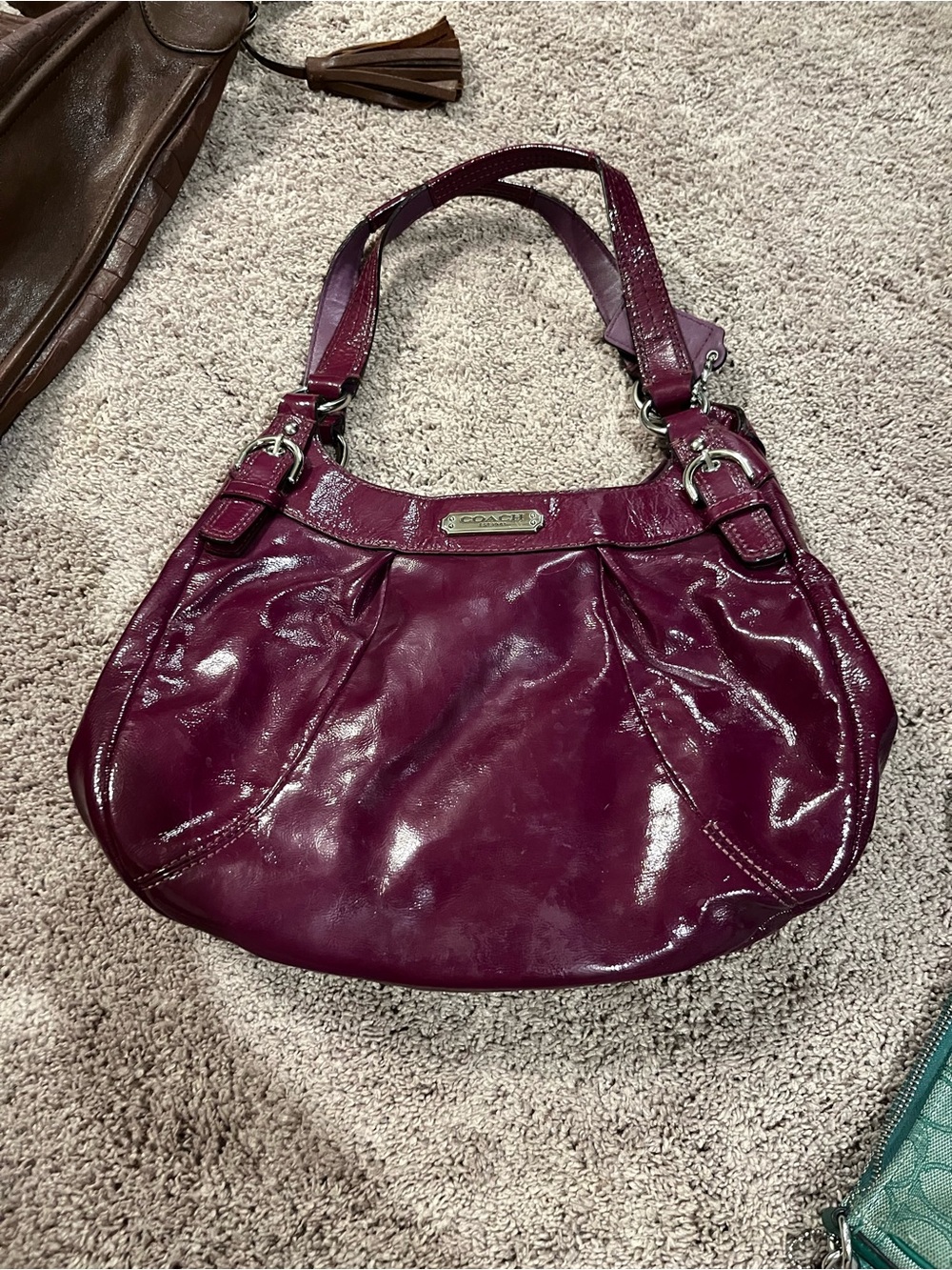 Coach Patent Shoulder Bag in Plum